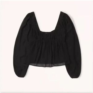 Abercrombie & Fitch Black Long Sleeve Babydoll Blouse Small